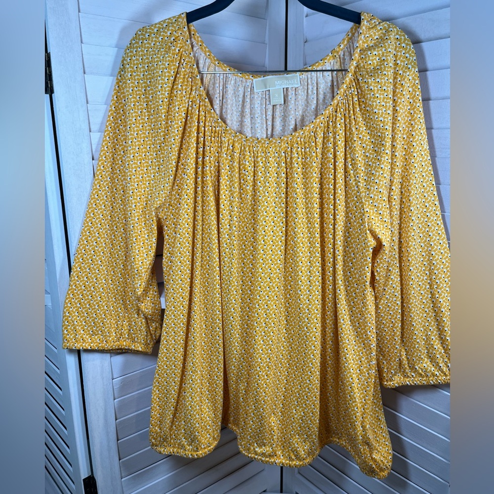 MICHAEL Michael Kors Yellow Printed Peasant Crop Top